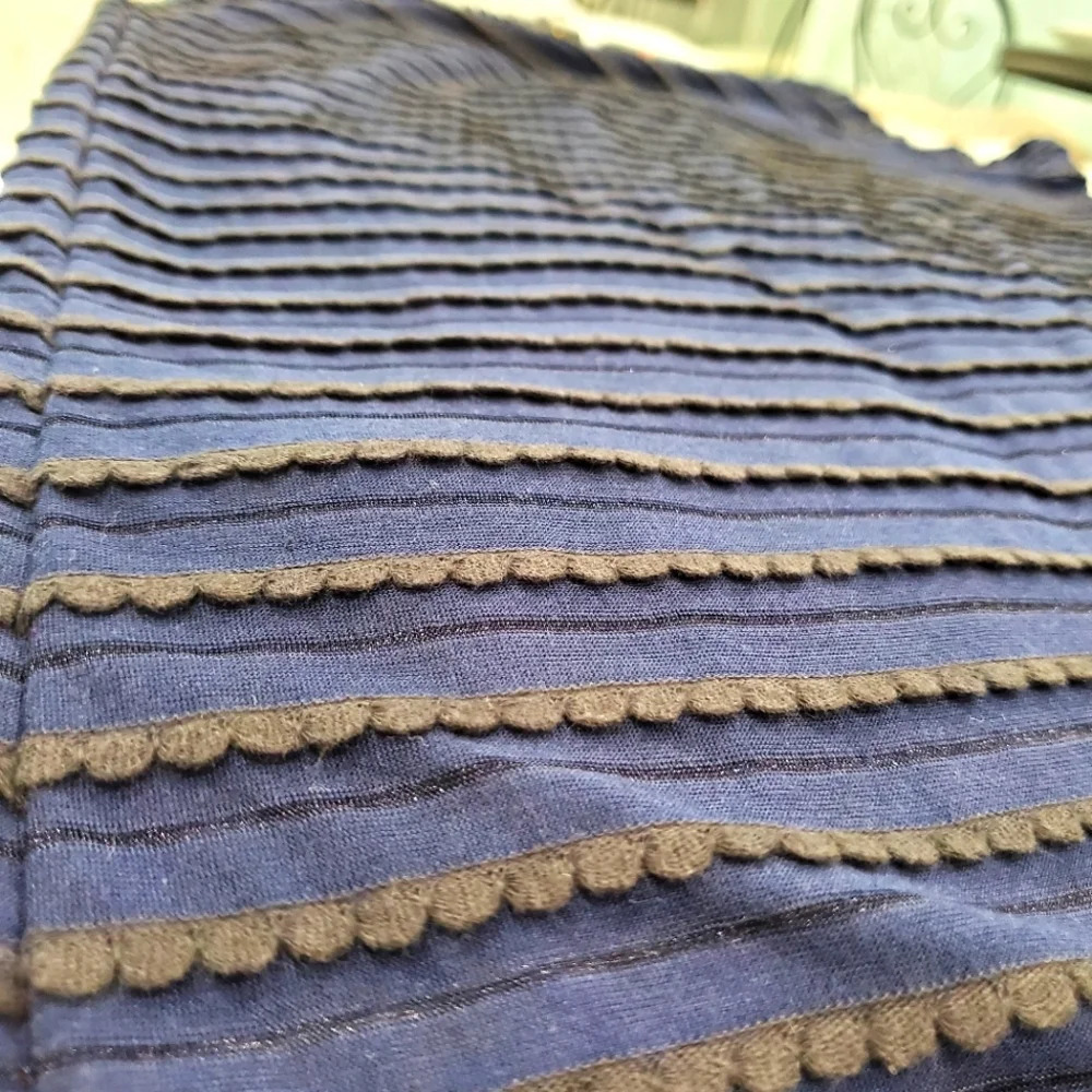 Sophie Max Vanessa Navy Rippled Long Skirt Sz M - Picture 5 of 8